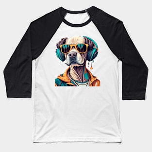 Hipster Labrador in colorful with  sungless and headphones Baseball T-Shirt